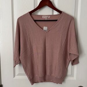 Philosophy Republic Clothing Viscose Blend Light Blush V-Neck Sweater-Size XS